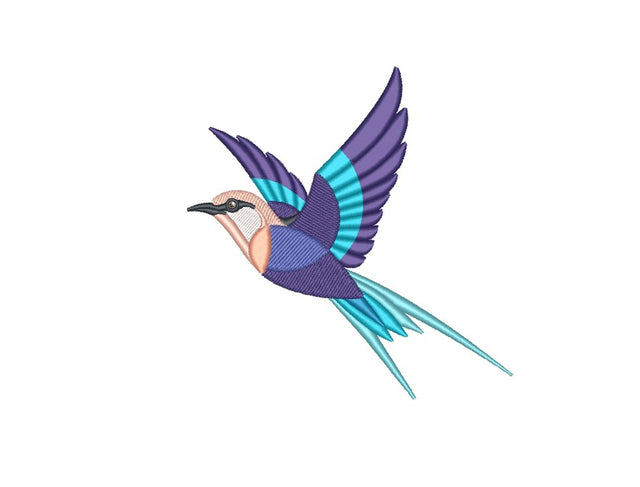 Bird Embroidery Design, Indian Roller Bird Embroidery, 2 sizes, 4x4 inch hoop, 5x5 inch hoop Embroidery/Applique DESIGNS Nino Nadaraia 