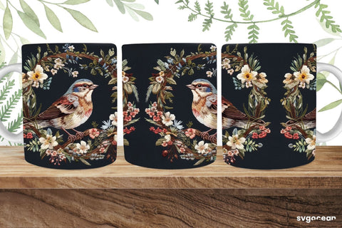Bird Embroidery Mug | 11 oz | Sublimation SVG SvgOcean 