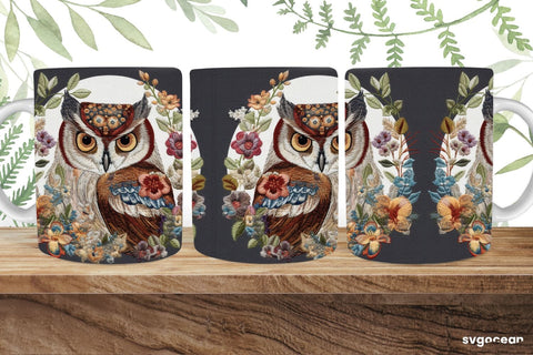 Bird Embroidery Mug | 11 oz | Sublimation SVG SvgOcean 