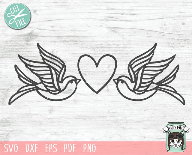 Bird Heart Border SVG Cut File SVG Wild Pilot 