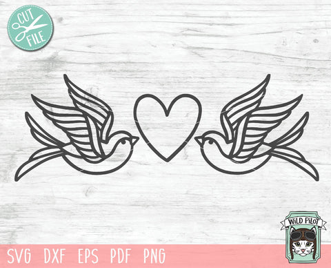 Bird Heart Border SVG Cut File SVG Wild Pilot 