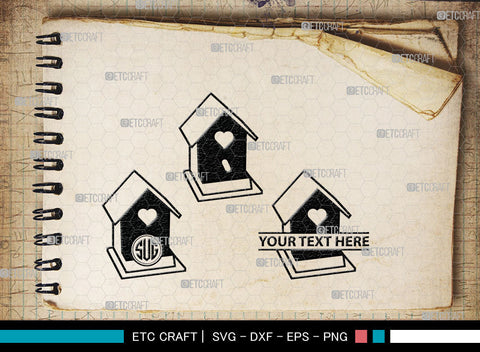 Bird House Monogram, Bird House Silhouette, Bird House SVG, Nest Svg, Wildlife Svg, Bird Lover Svg, Nest House, SB00014 SVG ETC Craft 