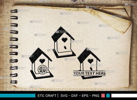 Bird House Monogram, Bird House Silhouette, Bird House SVG, Nest Svg, Wildlife Svg, Bird Lover Svg, Nest House, SB00014 SVG ETC Craft 