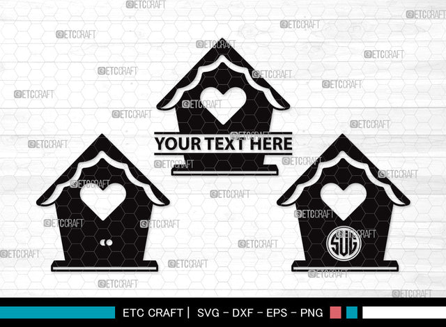 Bird House Monogram SVG | Bird Home Svg | Nesting Box Svg | Nest House Svg | Wooden Bird Houses Svg | Bird House Monogram SVG ETC Craft 