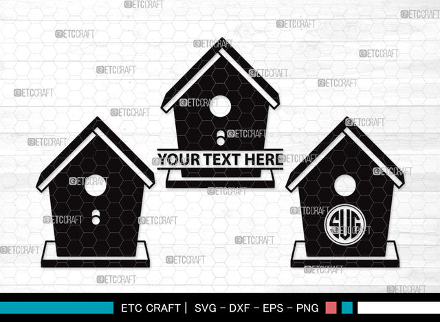 Bird House Monogram SVG | Bird Home Svg | Nesting Box Svg | Nest House Svg | Wooden Bird Houses Svg | Bird House Monogram SVG ETC Craft 