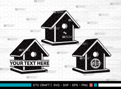 Bird House Monogram SVG | Bird Home Svg | Nesting Box Svg | Nest House Svg | Wooden Bird Houses Svg | Bird House Monogram SVG ETC Craft 