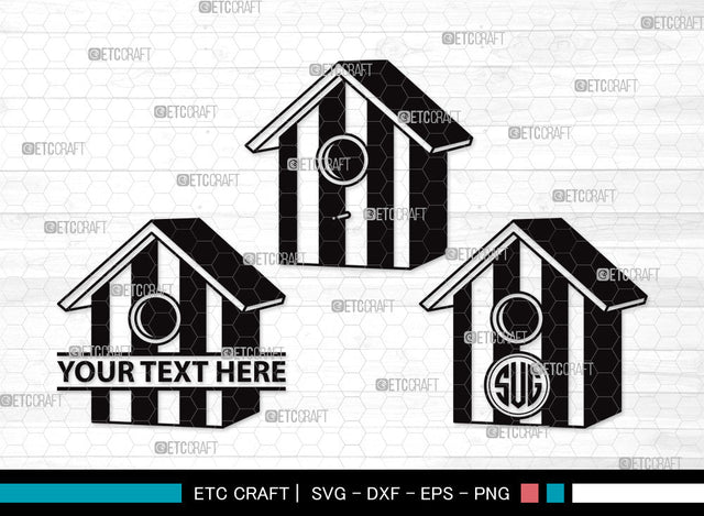 Bird House Monogram SVG | Bird Home Svg | Nesting Box Svg | Nest House Svg | Wooden Bird Houses Svg | Bird House Monogram SVG ETC Craft 