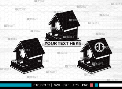 Bird House Monogram SVG | Bird Home Svg | Nesting Box Svg | Nest House Svg | Wooden Bird Houses Svg | Bird House Monogram SVG ETC Craft 