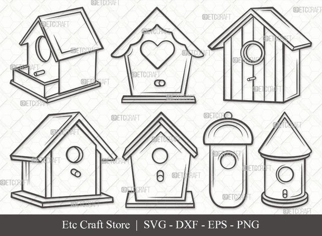 Bird House Outline SVG Cut File | Bird Home Svg | Nesting Box Svg | Nest House Svg | Wooden Bird Houses Svg | Bird House Svg Bundle SVG ETC Craft 