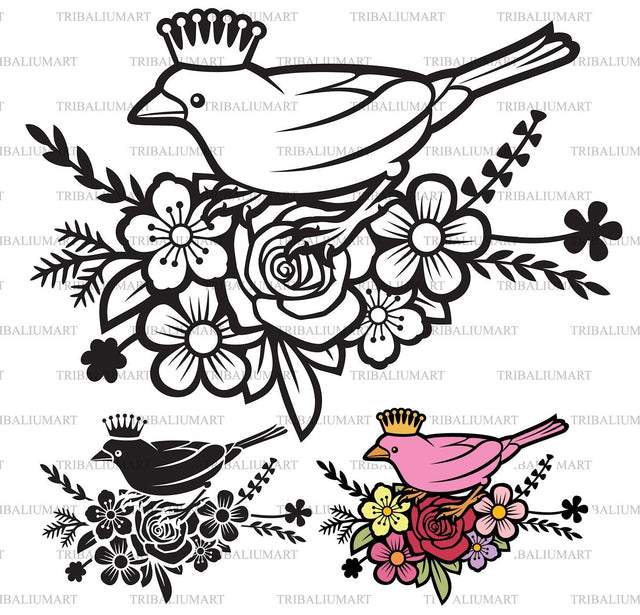 Bird in flowers SVG TribaliumArtSF 