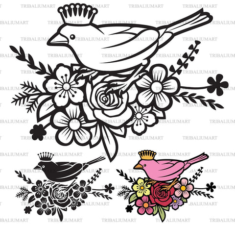 Bird in flowers SVG TribaliumArtSF 