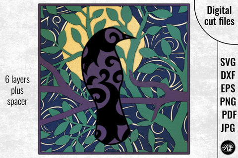 Bird on a Branch in Moonlight SVG Angel on Empire 