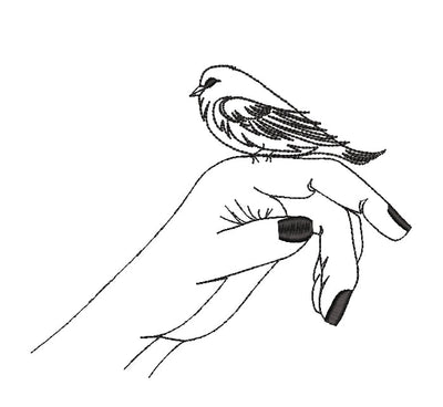 Bird on hand machine embroidery design, , 4 sizes , instant download. Embroidery/Applique DESIGNS ArtEMByNatalia 