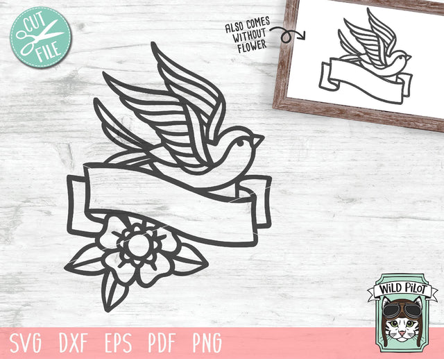 Bird Ribbon Banner SVG Cut File SVG Wild Pilot 