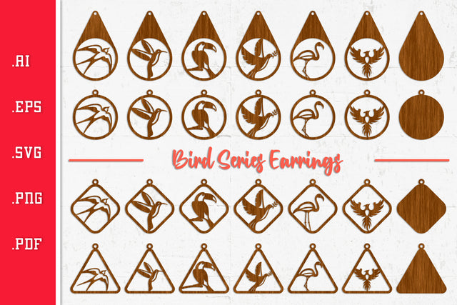 Bird Series Earrings - Cut Files SVG SVG Slim Studio 