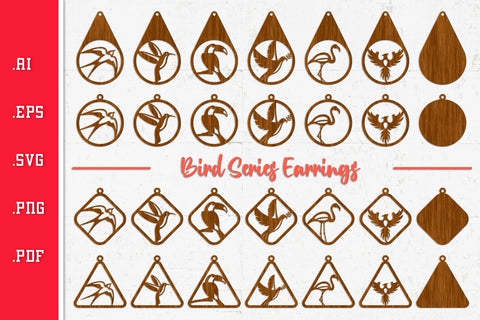 Bird Series Earrings - Cut Files SVG SVG Slim Studio 