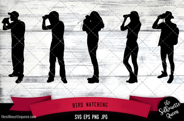 Bird Watching Silhouette Vector SVG SVG Loveleen Kaur 
