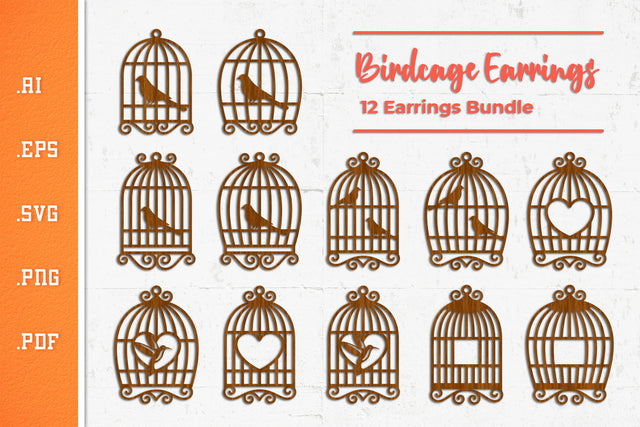 Birdcage Earrings - Laser Cut Files SVG SVG Slim Studio 