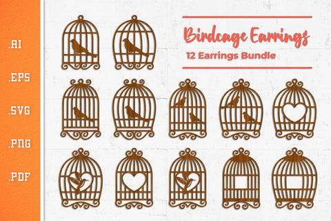 Birdcage Earrings - Laser Cut Files SVG SVG Slim Studio 