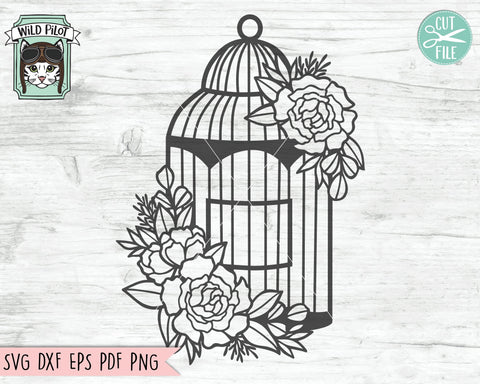 Birdcage SVG File, Floral Birdcage SVG File, Birdcage Cut File, Birdcage Flowers SVG File, Floral Bird Cage SVG, Bird Cut File SVG Wild Pilot 