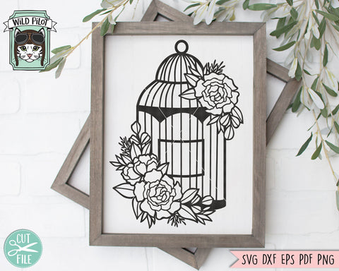 Birdcage SVG File, Floral Birdcage SVG File, Birdcage Cut File, Birdcage Flowers SVG File, Floral Bird Cage SVG, Bird Cut File SVG Wild Pilot 