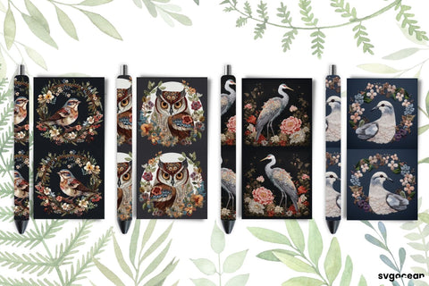 Birds Embroidery Pen Wraps | Sublimation Bundle SVG SvgOcean 