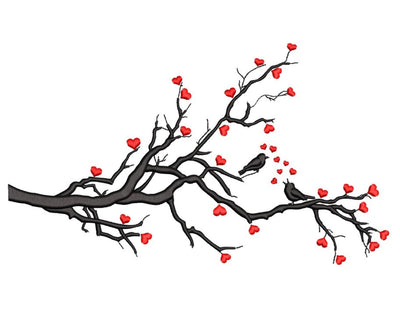 Birds in Love Embroidery Design, Branch Embroidery File, 3 sizes, Instant Download Embroidery/Applique DESIGNS Nino Nadaraia 