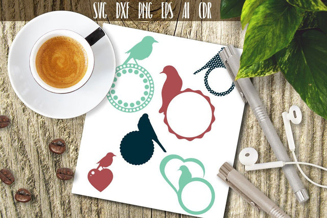 Birds Monogram Frames for Cut Machines SVG VectorSVGdesign 