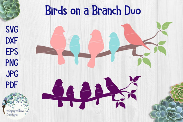 Birds on a Branch Duo SVG Wispy Willow Designs 