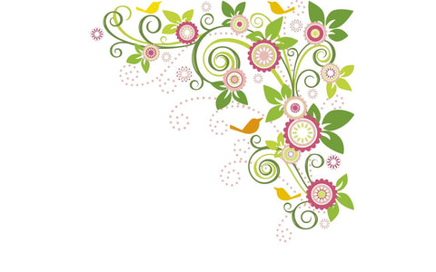 Birds on Floral Corner Elements SVG naemmiah021 