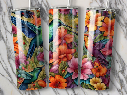 Birds with Flowers tumbler wrap Sublimation Luvleigh Digitals 