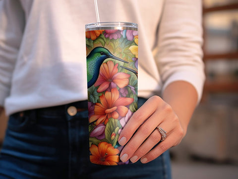 Birds with Flowers tumbler wrap Sublimation Luvleigh Digitals 