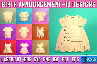 Birth Announcement Laser Cut SVG | Birth Stats Signs SVG Design | CNC Files SVG Fly Design 