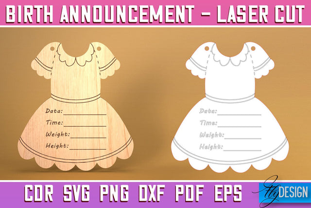 Birth Announcement Laser Cut SVG | Birth Stats Signs SVG Design | CNC Files SVG Fly Design 