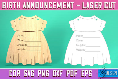 Birth Announcement Laser Cut SVG | Birth Stats Signs SVG Design | CNC Files SVG Fly Design 