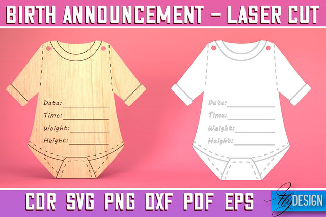 Birth Announcement Laser Cut SVG | Birth Stats Signs SVG Design | CNC Files SVG Fly Design 