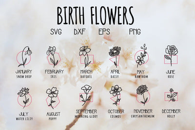 Birth Flower Hand Drawn Svg SVG dadan_pm 