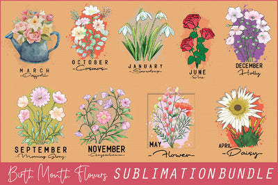Birth Month Flowers Sublimation Bundle SVG Creativeart88 