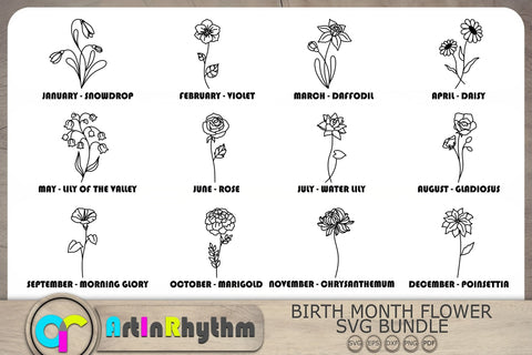 Birth Month Flowers Svg, Flowers Svg, Flower Clipart, Floral Svg SVG Artinrhythm shop 