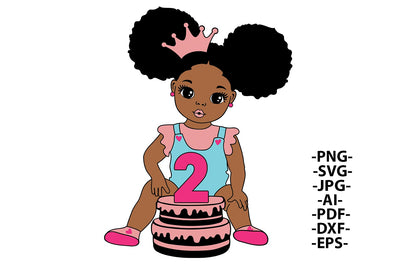 Birthday 2 Year Old Girl, Second Birthday Svg, Cute Girl, It's My 2nd Birthday, Crown, Birthday Girl Svg, Afro Birthday, Black Girl Svg SVG 1uniqueminute 