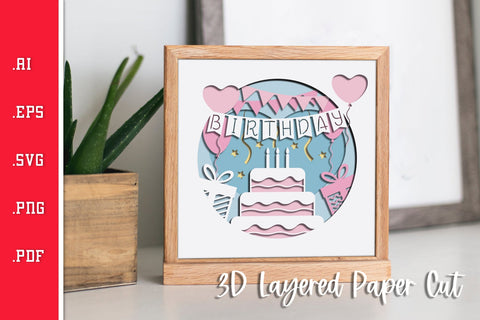 Birthday 3D Layered Paper Cut - SVG SVG Slim Studio 