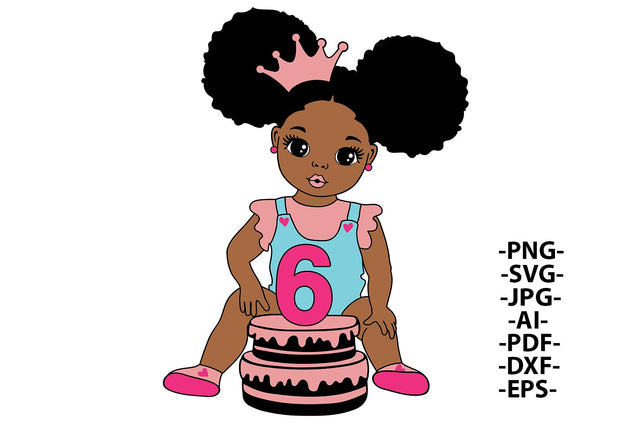 Birthday 6 Year Old Girl, 6th Birthday Svg, Cute Girl, It's My 6th Birthday, Crown, Birthday Girl Svg, Afro Birthday, Black Girl Svg SVG 1uniqueminute 