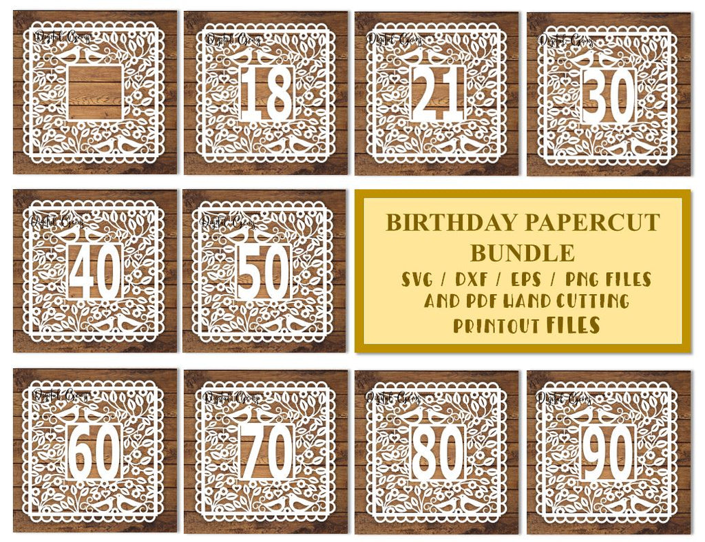 Birthday / Anniversary paper cut bundle SVG / DXF / EPS / PNG files ...