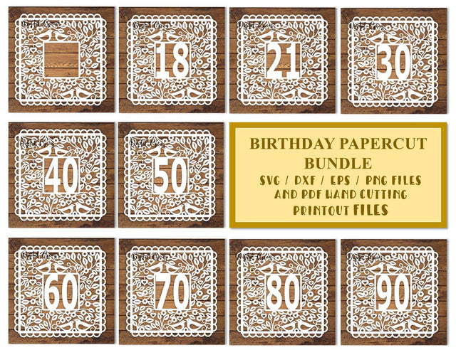 Birthday / Anniversary paper cut bundle SVG / DXF / EPS / PNG files SVG Digital Gems