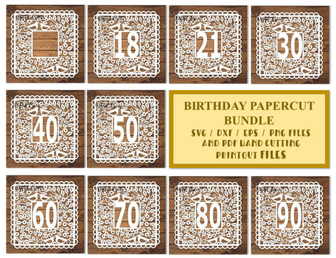 Birthday / Anniversary paper cut bundle SVG / DXF / EPS / PNG files SVG Digital Gems 