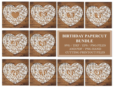 Birthday / Anniversary paper cut bundle SVG / DXF / EPS / PNG files SVG Digital Gems
