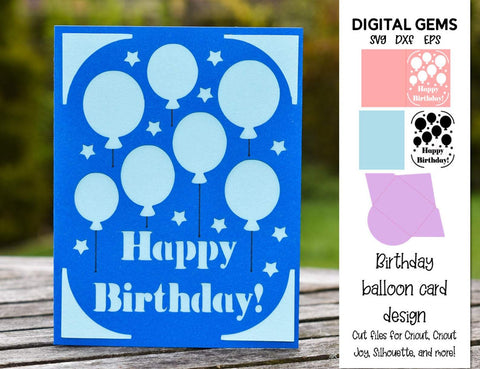 Birthday Balloon Card SVG Digital Gems 