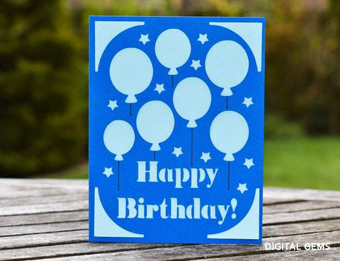 Birthday Balloon Card SVG Digital Gems 