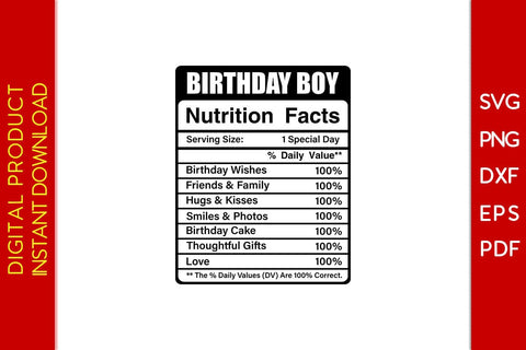 Birthday Boy Nutrition Facts SVG PNG PDF Cut File SVG Creativedesigntee 