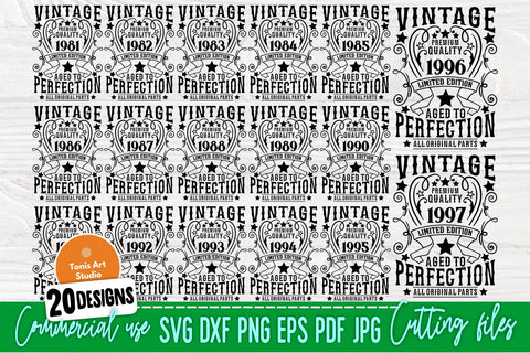 Birthday Bundle SVG, Vintage Svg, 1981-2000 Svg SVG TonisArtStudio 